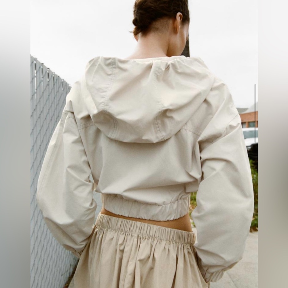 ZARA Cropped Hooded Jacket, Cream, S - Picture 5 of 10